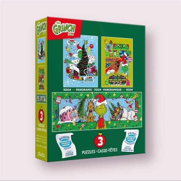 Dr. Seuss Other - Dr. Seuss Grinch Christmas, Dr. Seuss 3 In 1 Grinch Multipack Jigsaw Puzzle